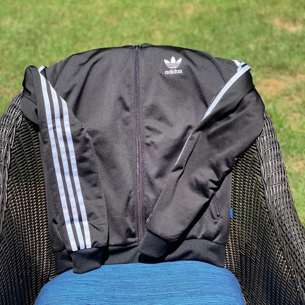 Adidas Black Track Jacket with logo on back